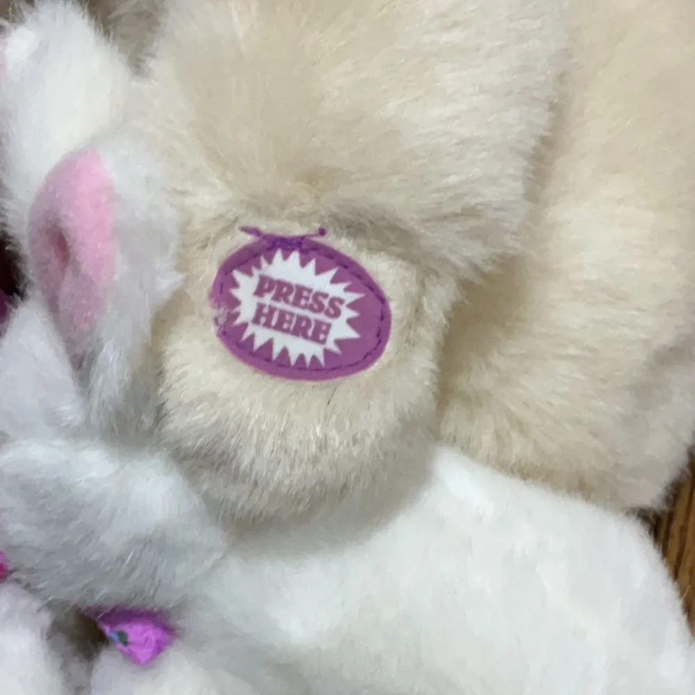 Cream and White Plush Stuffed Talking 3 Bunny Set for Easter